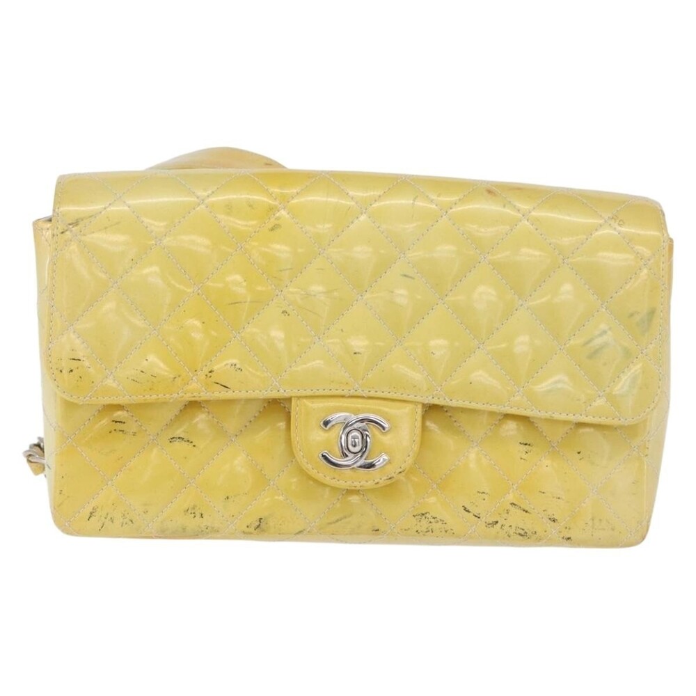 Chanel Matelasse Patent Leather Backpack Yellow